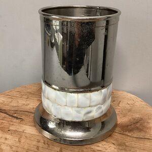 ⚫️ Metal - Aluminum - Chrome Type Canister with Mother of Pearl inlay - Unique